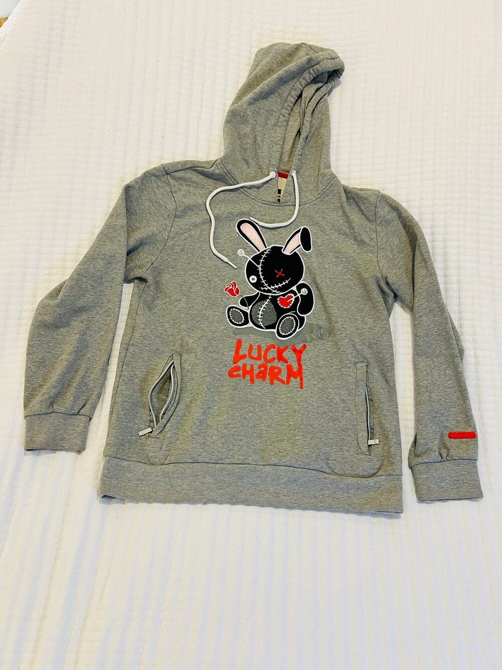 BKYS Lucky Charm Voodoo Bunny Graphic Hoodie Grey Size L